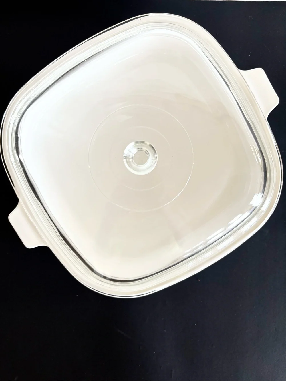Vintage Corning Ware Black Trefoil Scroll Casserole Dish with Glass Lid